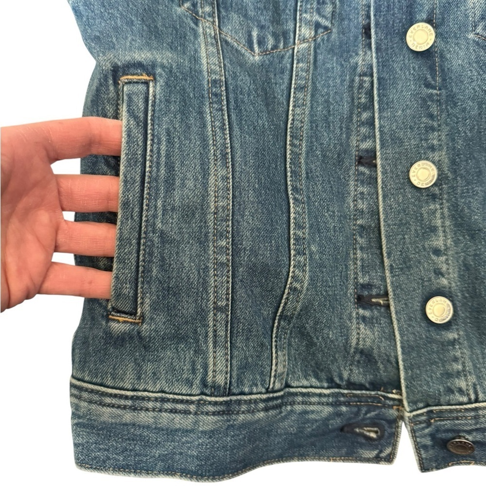 Everlane XXS Blue Denim Jacket Classic Trucker Western Jean Coat T16 - Picture 7 of 8
